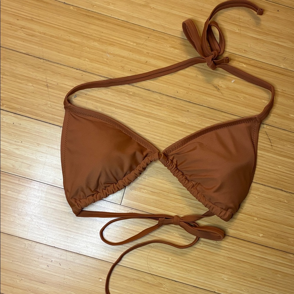 Aerie Jupiter Brown Triangle Bikini Top Swim Swimsuit Swimwear